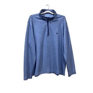 IZOD Pullover Mens XL Blue Quarter‎ Zip Mock Neck Long Sleeve Embroidered Logo